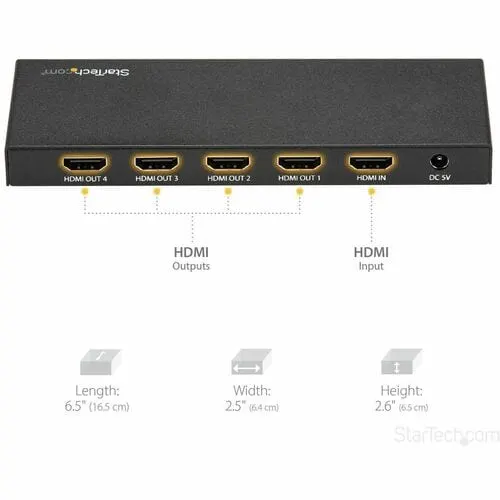 Startech.com Splitter Hdmi - De 4 Puertos - 4k 60hz - Divisor Hdmi 1 Entrada 4 Salidas - Splitter Hdmi De 4 Salidas - Divisor De Puertos Hdmi - 4096 X 2160 - 5m Distancia Máxima De Funcionamiento - 1 X Entrada Hdmi - 4 X Salida Hdmi - Image 5