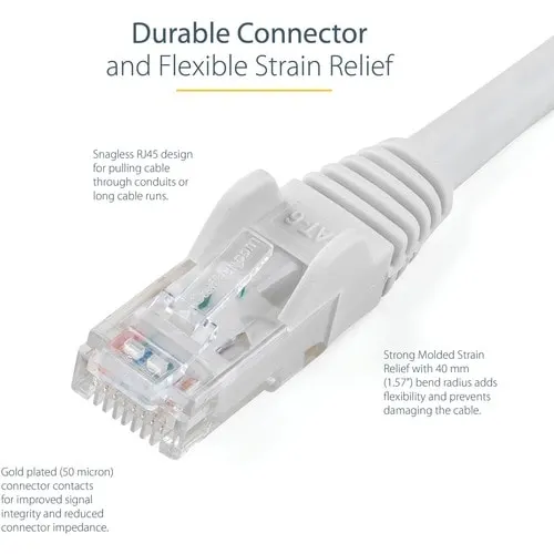 Startech.com Cable De 2m Blanco De Red Gigabit Cat6 Ethernet Rj45 Sin Enganche - Snagless - Cable For Dispositivo De Red - 6gbit/S - Cable De Conexión - Oro Contacto Chapado - 24 Awg - Blanco - Image 4
