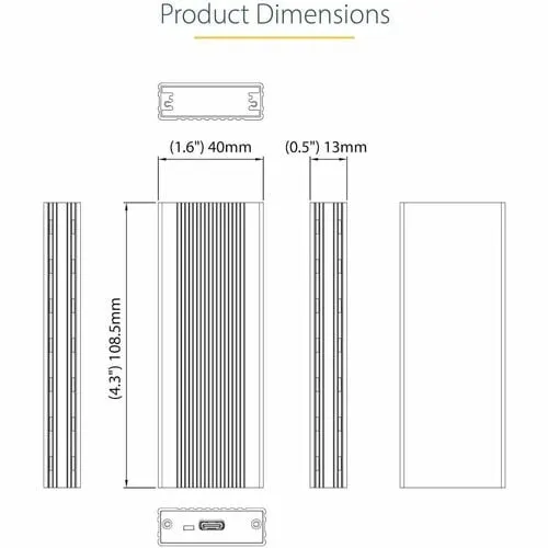 Startech.com Gabinete Externo De Ssd M.2 Nvme Para Ssds Pcie Con Usb 3.1 Gen 2 Usb-C, Compatible Con Thunderbolt 3 Y Cable Usb-C Incluido - 1 X Ssd Admitido - 1 X Bahía Total - Aluminio, Plástico - Image 7
