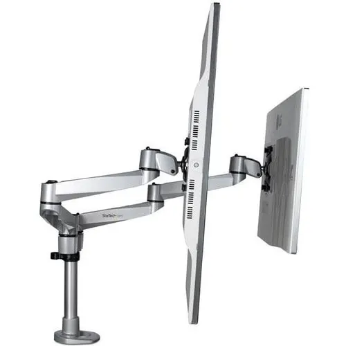 Startech.com Brazo Articulado Prémium Para Dos Monitores De Hasta 30" - Soporte Vesa De Altura Ajustable - Montaje Mordaza/Grommet - Plata - 2 Pantalla(s) Admitidas - 68.6cm (27") Para Pantalla Plana - 20kg Capacidad De Carga - 75 X 75, 100 X 100 - Aluminio - 1 Solamente - Image 8