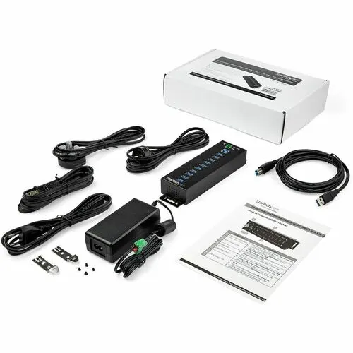 Startech.com Concentrador Industrial Usb 3.0 De 10 Puertos - 5gbps - Adaptador De Alimentación - Protección De Descargas 350w & Esd - Soporte Uasp - 10 Total Usb Port(s) - 10 Puerto(s) Usb 3.1 - Pc