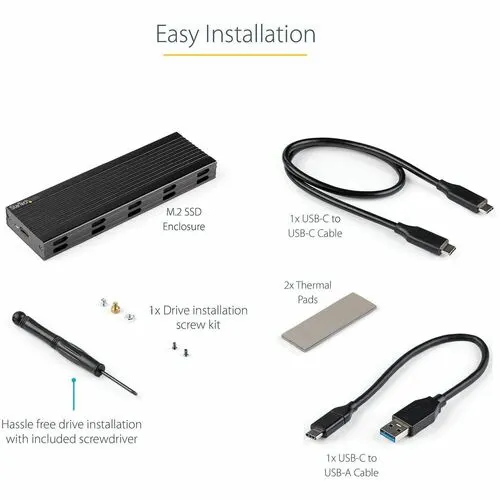 Startech.com Gabinete Usb-C De 10gbps A Nvme M.2 Or Ssd Sata M.2 - Carcasa De Aluminio Ssd Ngff M.2 Pcie/Sata - 2230/2242/2260/2280 - 1 X Bahía Total - Aluminio, Plástico - Image 6