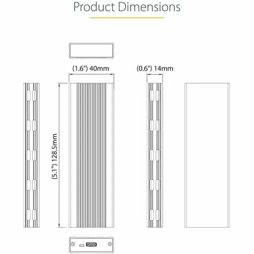 Startech.com Gabinete Usb-C De 10gbps A Nvme M.2 Or Ssd Sata M.2 - Carcasa De Aluminio Ssd Ngff M.2 Pcie/Sata - 2230/2242/2260/2280 - 1 X Bahía Total - Aluminio, Plástico - Image 7