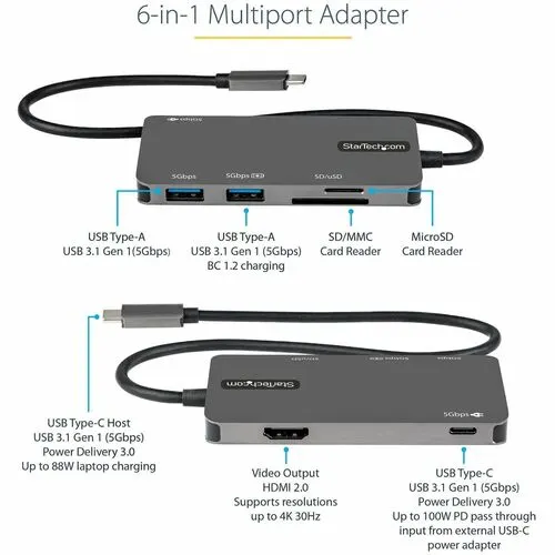 Adaptador Multipuertos Usb C Hdmi 4k Con Pd Passthrough De 100w - Image 2