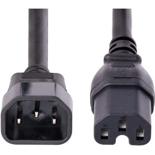 Startech.com Cable De 3m De Extensión De Corriente - Cable C14 A C15 - 15a 125v - 14awg - Cable De Alimentación De Servicio Pesado - Para Servidor, Computadora De Escritorio, Monitor, Impresora, Unidad De Distribución Eléctrica, Workstation, Computador - Iec 60320 C14 / Iec 60320 C15 - 125 V Ac / 15a - Negro - 1 - Image 4