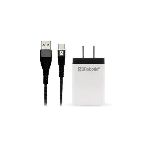 Brobotix Combo Usb De Carga Rapida Cargador Usb 3.0 Para Pared + Cable Usb Tipo C Color Negro - Adaptador Cable Corriente Alimentacion Telefono Celular - Usb Version 3.0 Fast Charging