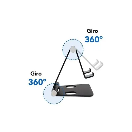 Brobotix Soporte De Aluminio Plegable Para Celular O Tableta - Base Plegable Portátil Para Dispositivos Móviles, Tablet, Soporte De Escritorio Compatible Con Telefonos Apple® Iphone® Samsung® Galaxy® Lenovo® Honor® Motorola® Huawei® Xiaomi® Color Negro - Image 4