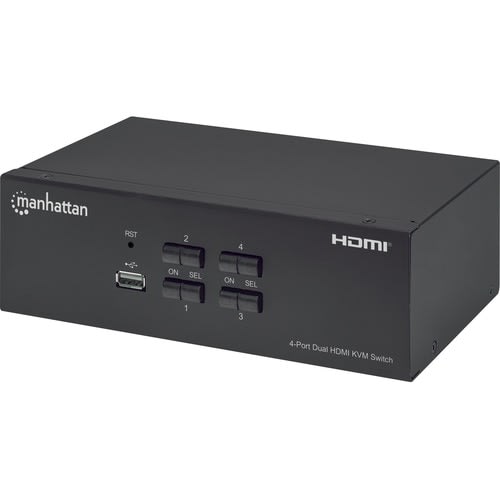 Manhattan Mux Kvm Hmdi Doble Monitor 4:1, 4k@30mhz U - 4 Computador(es) - 1 Usuarios Locales - 3840 X 2160 - 7 X Usb - Usb 2.0 - 10 X Hdmi
