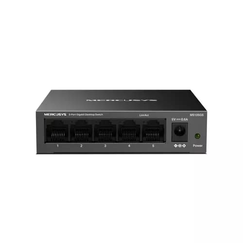 Mercusys Mercusys Ms105gs 5 Puertos Conmutador Ethernet - Gigabit Ethernet - 10/100/1000base-T, 100base-Tx - 2 Capa Compatible - 3.61w Power Consumption - Par Trenzado - De Escritorio, Montaje En Pared