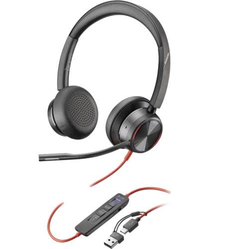 HP Hp Poly Blackwire 8225 Stereo Microsoft Teams Certified Usb-C Headset +usb-C/A Adapter