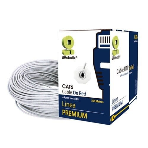 BRobotix Brobotix Bobina De Cable Cat6 Para Interiores Cca Utp, Color Blanco, 305 Metros,