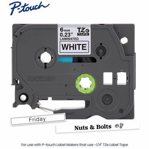 Brother Brother P-Touch Tze211 Cinta Para Etiquetas - 6mm Ancho - Blanco - Tereftalato De Polietileno (pet) - Laminada - 1 Solamente