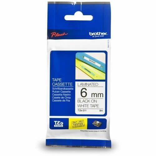Brother Brother P-Touch Tze211 Cinta Para Etiquetas - 6mm Ancho - Blanco - Tereftalato De Polietileno (pet) - Laminada - 1 Solamente