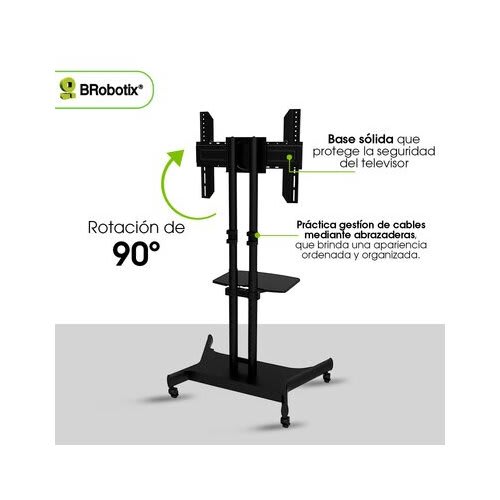BRobotix Brobotix  Soporte De Piso Móvil Para Tv De 32"a 86", Por Su Rotación A 90° La Pantalla Puede Tener Orientación En Horizontal O Vertical, Cuenta Con 3 Niveles De Altura Ajustable, Soporta Hasta 50 Kg. - Vesa 200x200 - 200x300 - 200x400 - 200x600 - 300x300 - 300x400 - 300x600 - 400x400 - 600x400. Smart Tv, Soporte Para Tv , Soporte Para Pared Tv, Soporte Tv, Soporte Universal, Pantalla Tv, Carro Pantalla, Carrito Pantalla, Móvil, Soporte De Tv Tipo Carro, Pulgadas, Soporte Para Monitores. Compatible Con Pantallas Lg®, Hisense®, Samsung® , Sansui®. Soporte Móvil Para Tv, Carro Para Tv, Carro Para Pantallas, Soporte De Tv Tipo Carro, Carro De Transporte Para Televisor, Carrito Para Tv, Carro Multimedia, Carrito Soporte Móvil, Carro Pantallas, Soporte Tv Tipo Carro, Pulgadas, Smart Tv, Smart Led Lcd, Vesa, Pantalla De Plasma.