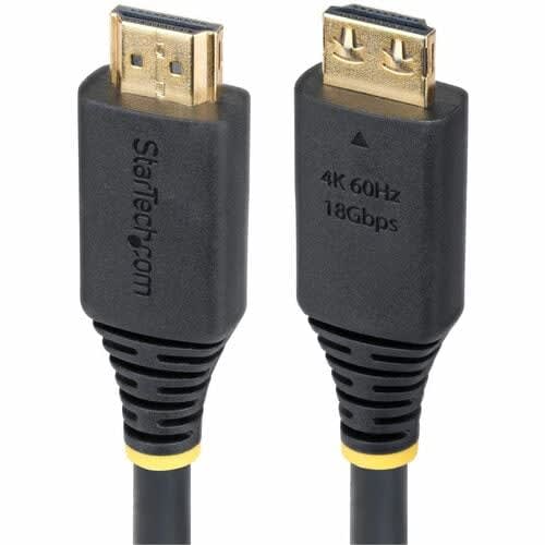 StarTech.com Startech.com Cable Hdmi De Alta Velocidad De 1m - Conectores De Agarre - 4k60hz - Uhd - 18gbps - Cable Hdmi - Recubrimiento Tpe - Cable For Dispositivo De Audio/Vídeo, Pantalla, Workstation, Mosaico, Tv, Monitor, Sistema De Seguridad, Macbook - 18gbit/S - Admite Hasta3840 X 2160 - Apantallado - Oro Conector Chapado - Vw-1, Sin Halógeno - 30 Awg - Negro