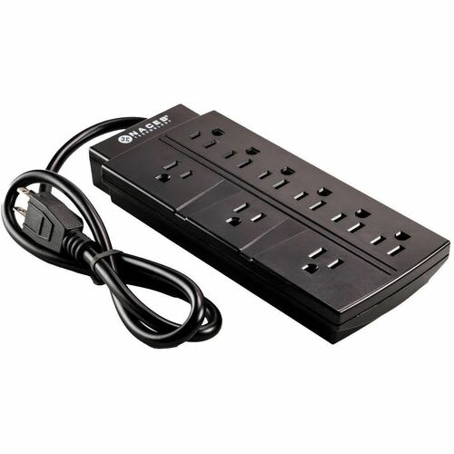 NACEB Naceb Reglata De Conexión - 9 X Ca - 78cm Cordón - 90j Energía De Sobretensión - 15a Corriente - 125 V Ac Voltaje - 1.88kw - Negro