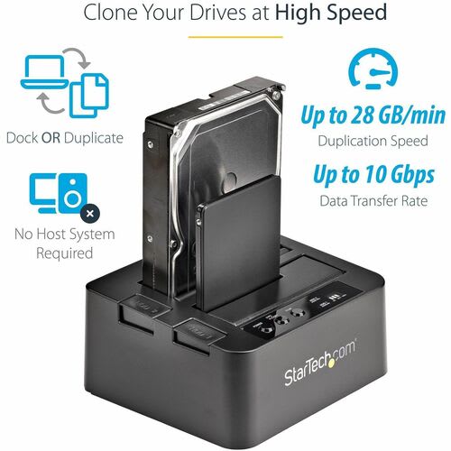 StarTech.com Startech.com Duplicador Clonador Autónomo De Discos Duros O Ssd Usb 3.1 A Sata - Base Copiador De 2 Bahías Sata Iii De 2.5 O 3.5 Pulgadas