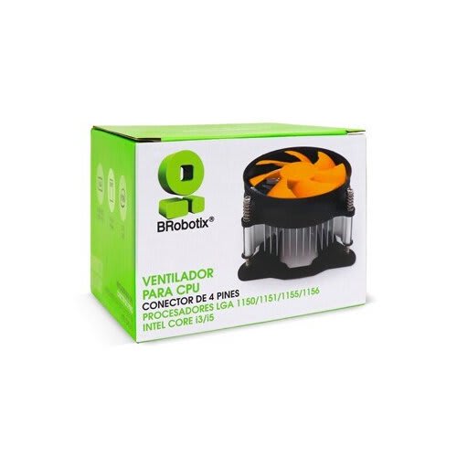 BRobotix Brobotix Ventilador Para Cpu, Procesadores Lga 1150/1151/1155/1156/1200, Intel Core I3/I5/I7, Conector De 4 Pines Para Fuente De Poder , Gabinete , Socket Disipador