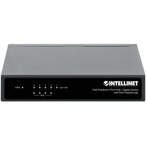 Intellinet Switch Con 5 Puertos Gigabit Alimentado Por Poe, Con Transferencia De Poe 4 Puertos Poe Pse, 1 Puerto Poe Pd, Ieee 802.3at/Af Power Over Ethernet (poe+/Poe), Ethernet De Eficiencia De Energía Ieee 802.3az, Para Escritorio