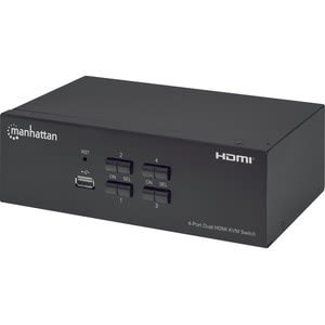 Manhattan Mux Kvm Hmdi Doble Monitor 4:1, 4k@30mhz U - 4 Computador(es) - 1 Usuarios Locales - 3840 X 2160 - 7 X Usb - Usb 2.0 - 10 X Hdmi