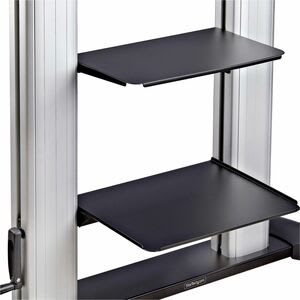 StarTech.com Startech.com Carrito Soporte Móvil Con Ruedas Para Tv De Pantalla Plana De Hasta 100 Pulgadas O 100kg - Soporte Rodante Ajustable Para Televisor Lcd - 2 Estante - Manivela Mango - 99.79kg Capacidad De Carga - 4 Ruedas - 101.60mm Tamaño De Las Ruedas - Aluminio, Acero, Plástico - 1.2m Longitud X 754.4mm Ancho X 2377.4mm Altura - Negro, Plata - 152.4cm (60") A 254cm (100") Screen Supported - Horizontal
