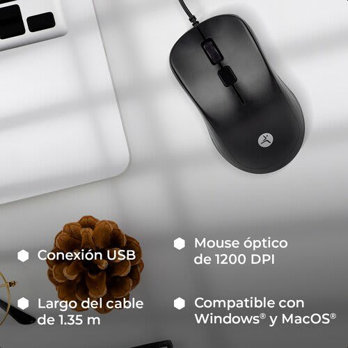 TechZone Mouse Alambrico Techzone 3 Botones 1200 Dpi Longitud Del Cable 1.50m Color Negro