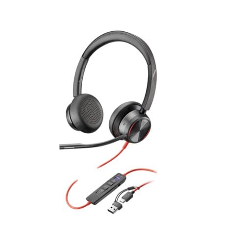 HP Hp Poly Blackwire 8225 Stereo Microsoft Teams Certified Usb-C Headset +usb-C/A Adapter
