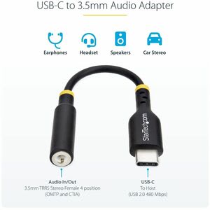 StarTech.com Adaptador De Audio Usb-C A 3.5mm Trrs Minijack - Adaptador De Audio Usb Tipo C Para Diadema - Dac De 32bits - De Laptop/Celular/Tablet - Compatible Con Usb-C/Thunderbolt