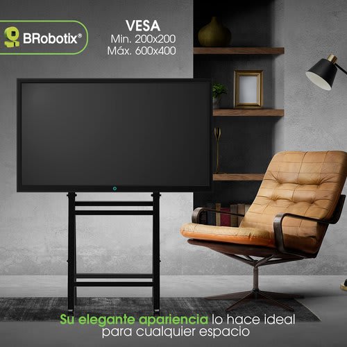 BRobotix Brobotix Soporte De Piso Móvil Para Tv De 32"a 86" Para Posición Horizontal Y Vertical, Flip Plegable, Soporta Hasta 50 Kg. - Vesa 200x200 - 200x300 - 200x400 - 200x600 - 300x300 - 300x400 - 300x600 - 400x400 - 600x400. Smart Tv, Soporte Para Tv , Soporte Para Pared Tv, Soporte Tv, Soporte Universal, Pantalla Tv, Carro Pantalla, Carrito Pantalla, Movil. Compatible Con Pantallas Lg®, Hisense®, Samsung® , Sansui®. Soporte Móvil Para Tv, Carro Para Tv, Carro Para Pantallas, Soporte De Tv Tipo Carro, Carro De Transporte Para Televisor, Carrito Para Tv, Carro Multimedia, Carrito Soporte Móvil, Carro Pantallas, Soporte Tv Tipo Carro, Pulgadas, Smart Tv, Smart Led Lcd, Vesa, Pantalla De Plasma.
