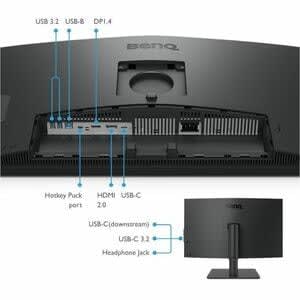 BenQ Monitor Led Benq Designvue Pd2706u 27" (68.6cm) Clase 4k Uhd - 16:9 - Gris Oscuro - 27" (68.6cm) Viewable - Tecnología Conmutación En El Mismo Plano (in-Plane Switching, Ips) - Led Retroiluminación - 3840 X 2160 - 1.07 Billones De Colores - 350cd/M² - 5ms - 60hz Frecuencia De Actualización - Altavoces - Giratoria, Altura, Pivote, Inclinable - Usb Tipo-C - Hdmi - Displayport - Compatible Con Montura Vesa - Concentrador Usb, Conmutador Kvm