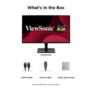 Viewsonic Monitor Led Viewsonic Va2748-Mhj 27" (68.6cm) Clase Full Hd - 16:9 - 27" (68.6cm) Viewable - Tecnología Conmutación En El Mismo Plano (in-Plane Switching, Ips) - Led Retroiluminación - 1920 X 1080 - 16,7 Millones De Colores - 300cd/M² - 1ms - 120hz Frecuencia De Actualización - Altavoces - Giratoria, Altura, Pivote, Inclinable - Hdmi - Vga - Compatible Con Montura Vesa