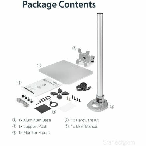 StarTech.com Startech.com Base De Soporte Para Un Monitor - Soporte Vesa Ajustable - Plata - (armpivstnd) - Hasta 86.4cm (34") Para Pantalla Plana - 14kg Capacidad De Carga - 10.4cm Altura X 33cm Ancho - De Escritorio, Sobremesa - Acero, Plástico, Aluminio - Plata