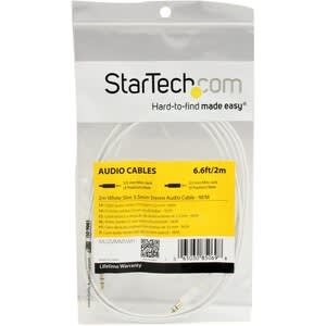 StarTech.com Startech.com Cable De 2 Metros Slim Delgado De Audio Estéreo Mini Jack Plug 3.5mm Trrs - Blanco - Macho A Macho - Cable For Dispositivo De Audio, Ipod, Ipad, Iphone - Níquel Conector Chapado - Blanco