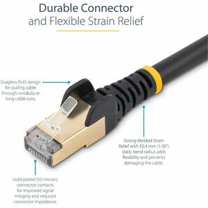 StarTech.com Startech.com Cable De 11m Cat6a Ethernet Negro - Cable De Red 10gb Cat6a Snagless Blindado Rj45 Poe De 100w - 10gbe Con Certificación Ul/Tia - Cable For Base De Conexión, Dispositivo De Red, Portátil, Computadora De Escritorio, Hub, Conmutador, Router, Servidor De Impresión, Panel De Conexión, Dispositivo Compatible Con Poe, Dispositivo Voip - 10gbit/S - Cable De Conexión - Apantallado - Oro Conector Chapado - Cmg - 26 Awg - Negro