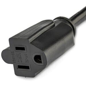 StarTech.com Startech.com Cable De 0.3m De Extensión De Alimentación, Acodado En ángulo Recto Nema 5-15p A Nema 5-15r, 13a 125v, 16awg, Ul - Para Computador, Televisión, Lámpara, Servidor, Impresora - Nema 5-15p / Nema 5-15r - 125 V Ac / 13a - Negro - 1 Solamente