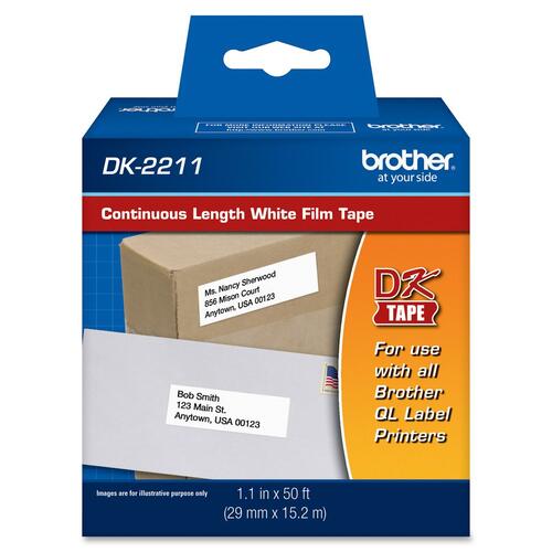Cinta Brother DK2211 Negro sobre Blanco Plástica 29mm x 15.2m