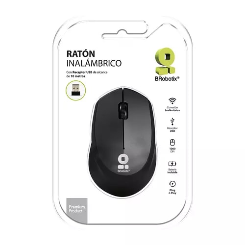 BRobotix MOUSE INALAMBRICO CON BATERIAS NEGRO - imagen 4