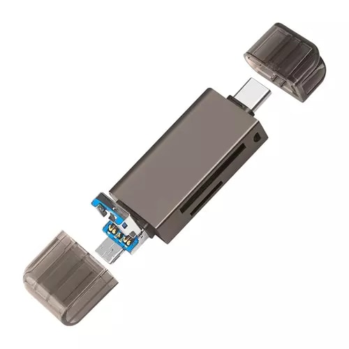Lector USB V2.0 MicroSD Negro Tipo C y Tipo A - BRobotix