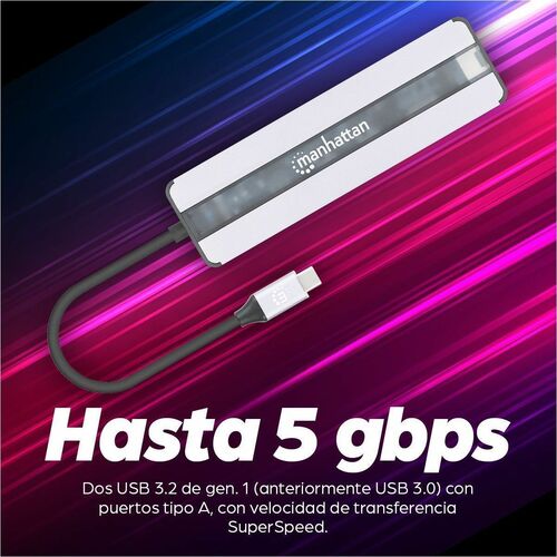 Manhattan DOCKING USB-C 7PTOS HDMI RED U SB-C PD 2USB V3.2 SDMICRO SD - imagen 9