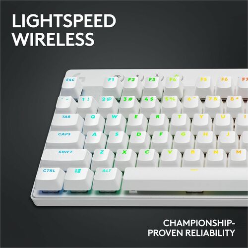 Teclado Logitech G blanco detalle teclas