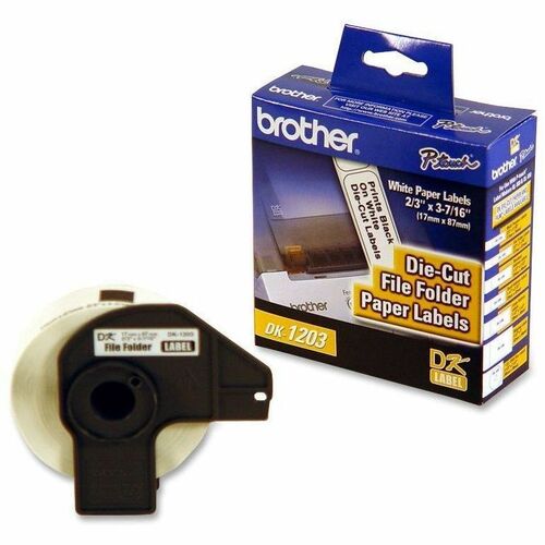 Brother DK-1203 Etiquetas para carpetas - Rollo de 300 etiquetas blancas