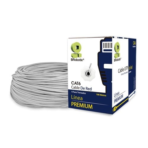 Bobina CAT6 100% cobre UTP para interiores 100 metros color Gris – BRobotix