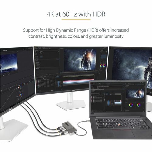 StarTech.com HUB MST USB-C 3 PUERTOS HDMI 4K 60HZ DP 1.4 DSC WINDOWS