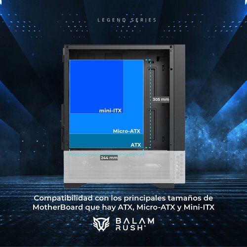 Gabinete Balam Rush Nitrox Crystal 5500 panel frontal puertos