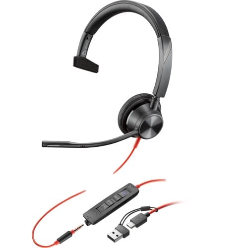 HP Poly Blackwire 3315 Monaural Microsoft Teams Certified USB-C Headset