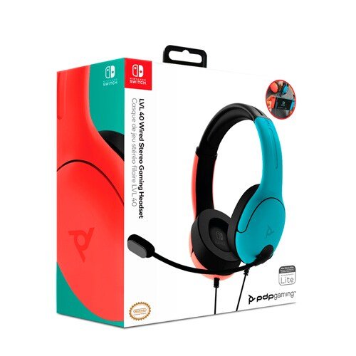 LVL40 Wired Stereo Headset Nintendo Switch Joycon Blue/Red - Vista frontal