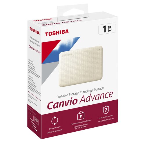 Disco Portátil Toshiba Canvio Advance V10 Blanco 1TB - Vista frontal