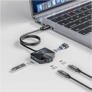 Hub USB-C Manhattan conectado a laptop