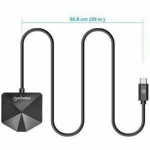 Hub USB-C Manhattan en mano, tamaño compacto