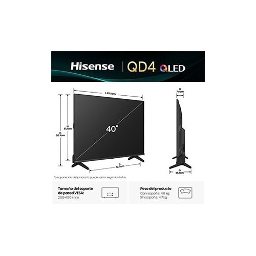 Smart LED-LCD TV Hisense 40QD4QFM 101.6cm - Vista frontal